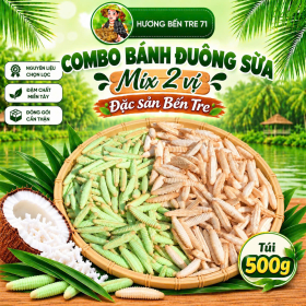 Combo Bánh Đuông Sữa Mix 2 vị truyền thống và Lá Dứa Bến Tre – Túi 500g