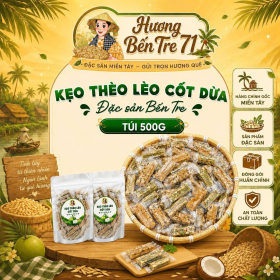 Túi 500g - Kẹo Thèo Lèo Cốt Dừa - Mix  2 Vị Cốt Dừa Và Lá Dứa