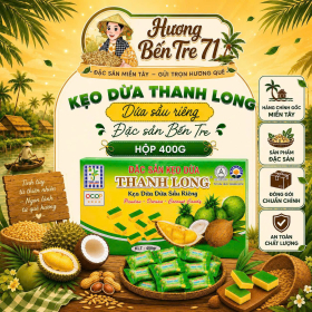 Kẹo Dừa Lá Dứa Sầu Riêng Thanh Long – Hộp 400g