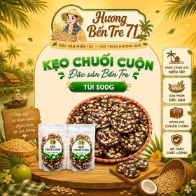 Kẹo Chuối Cuộn Đậu Phộng Bến Tre – Túi 500g