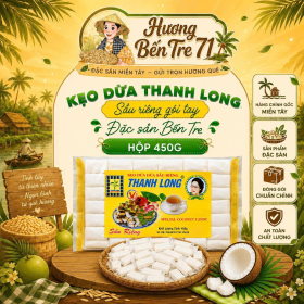 Kẹo Dừa Lá Dứa Sầu Riêng Thanh Long Gói Tay – Hộp 450g