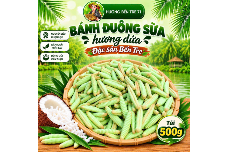 Bánh Đuông Sữa Hương Dứa Nướng Cháy Bến Tre – Túi 500g