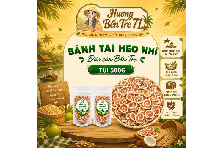 Bánh Tai Heo Nhí Ít Ngọt – Túi 500g