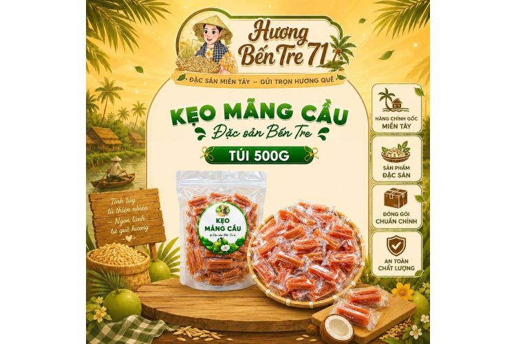 Kẹo Chuối Mãng Cầu Dừa Non – Túi 500g