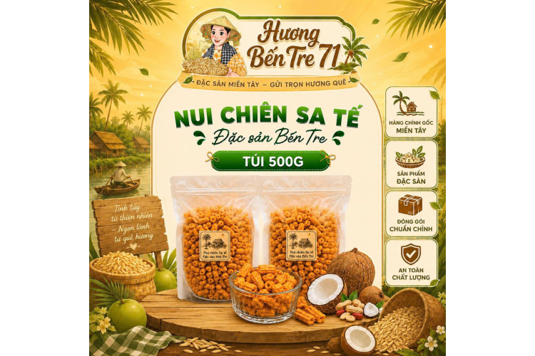 Nui Chiên Sa Tế Cay Giòn – Túi 500g