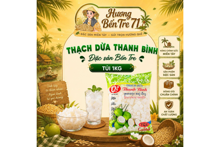 Thạch Dừa Ăn Liền Thanh Bình – Túi 1Kg
