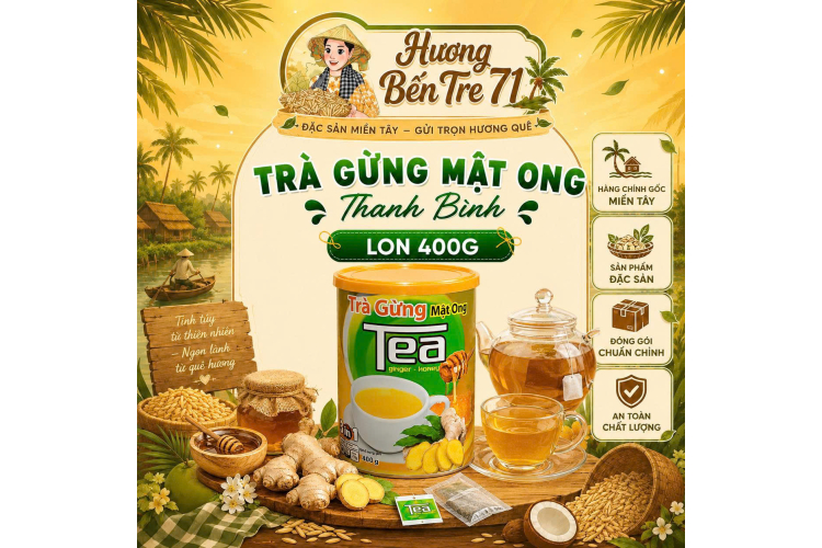 Trà Gừng Mật Ong Thanh Bình – Hủ nhôm 400g